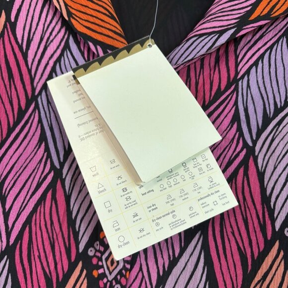 NWT Bob Mackie Silk Button Up Blouse Wearable Art Vibrant Shirt Size S - Picture 8 of 10